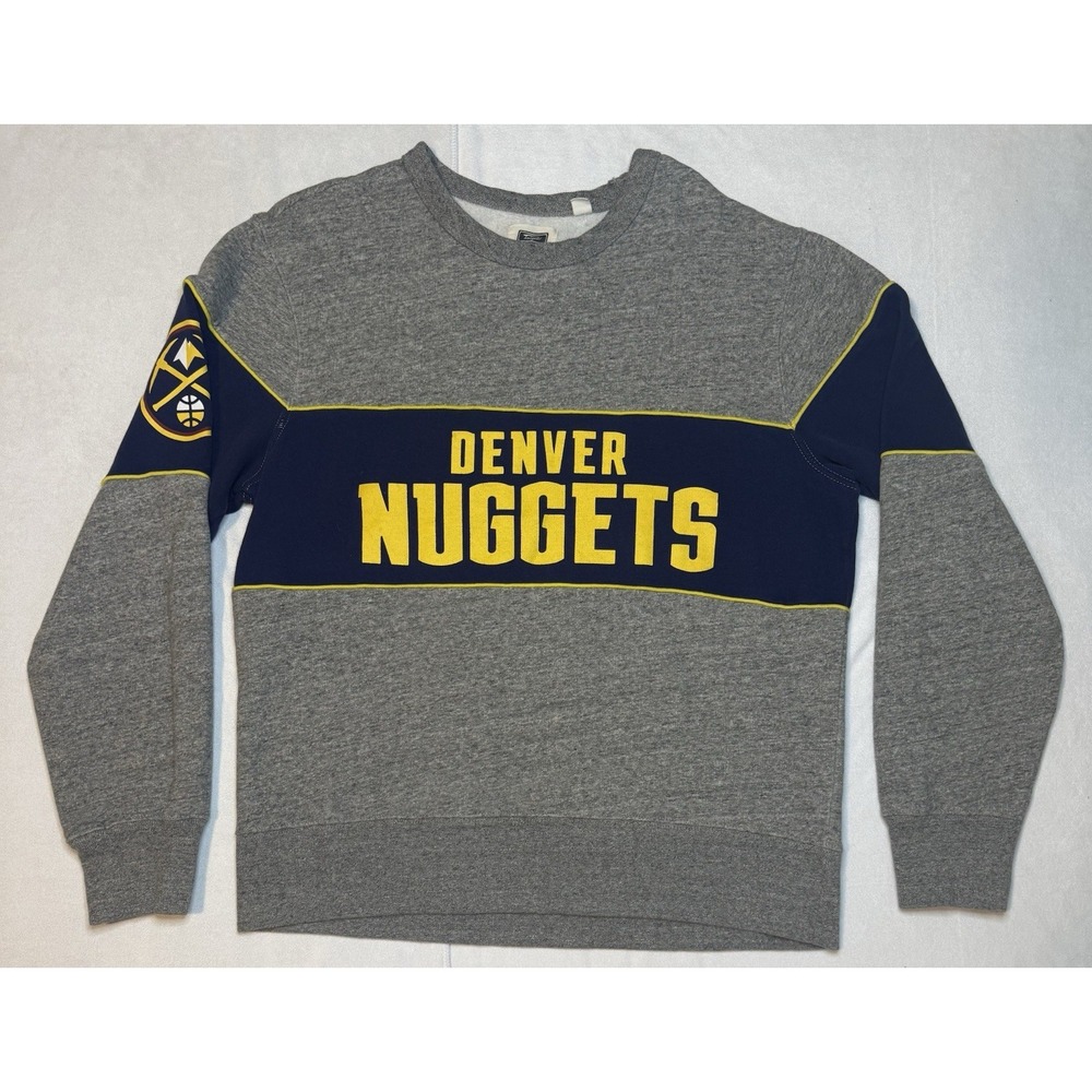 Denver Nuggets Crewneck Sweatshirt tailgate Clothing Gray Blue Logo Sz M